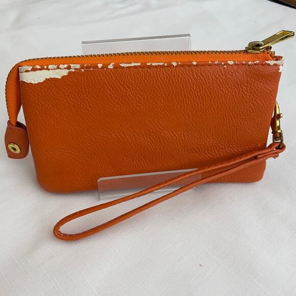 Tory Burch Orange Wristlet with Gold Logo - Picture 2 of 5